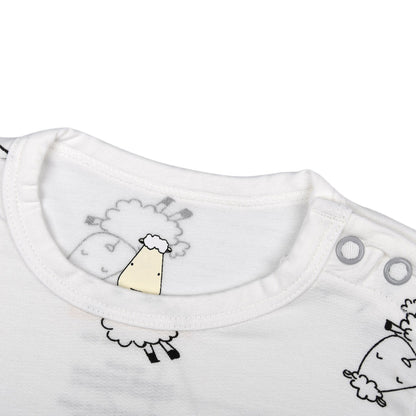 Baabaasheepz Romper Short Sleeve Cute Big Star & Sheepz White - 0-6 BULAN