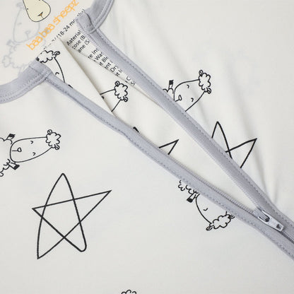 Baabaasheepz Wearable Blanket Zip Cute Big Star & Sheepz White - 0-6 BULAN