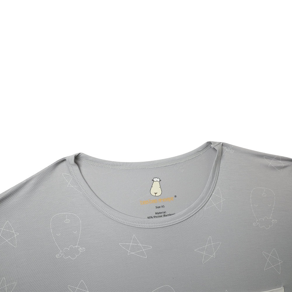 Baabaasheepz Women Dress Cute Big Star & Head Grey / Dress Dewasa