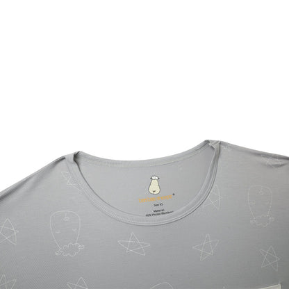 Baabaasheepz Women Dress Cute Big Star & Head Grey / Dress Dewasa