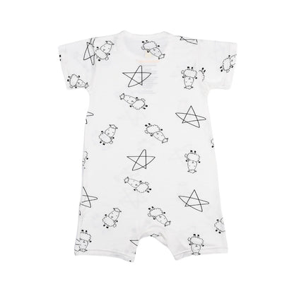 Baabaasheepz Romper Short Sleeve Cute Big Star & Sheepz White - 0-6 BULAN