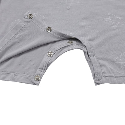 Romper Short Sleeve Cute Big Star & Head Grey / Romper Pendek Anak - 0-6 BULAN