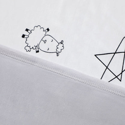 Baabaasheepz Double Layer Blanket Cute Big Star & Sheepz White