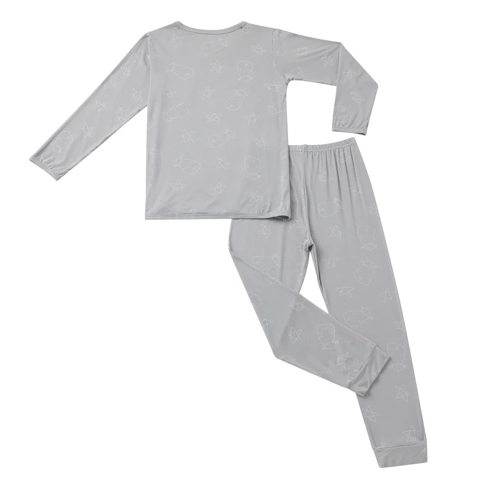 Baabaasheepz Pyjamas Set Cute Big Star & Head Grey Adult / Piyama Set Dewasa