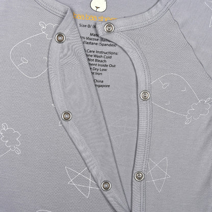 Baabaasheepz Romper Side Snap Cute Big Star Head Grey / Romper Kancing - 0-6 BULAN