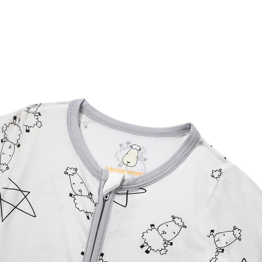Baabaasheepz Romper Zip Cute Big Star & Sheepz White / Romper Zipper - 0-6 BULAN