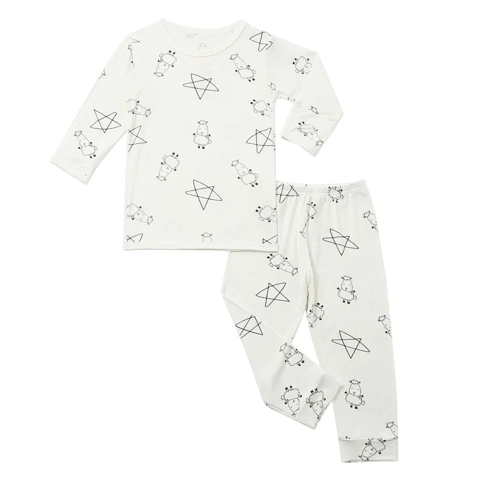 Baabaasheepz Pyjamas Set Cute Big Star & Sheepz White / Piyama Anak