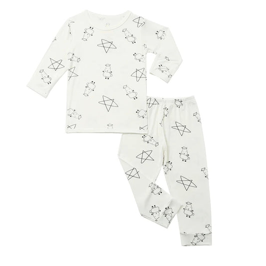 Baabaasheepz Pyjamas Set Cute Big Star & Sheepz White / Piyama Anak