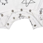 Baabaasheepz Romper Short Sleeve Cute Big Star & Sheepz White - 0-6 BULAN