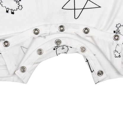 Baabaasheepz Romper Short Sleeve Cute Big Star & Sheepz White - 0-6 BULAN