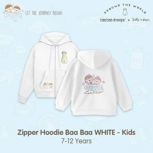 BBS Zipper Hoodie Baa Baa White Sallyandpiper