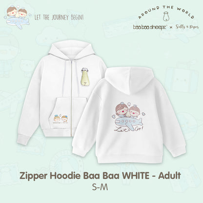 Baabaasheepz X Sallyandpiper Ziper Hoodie Baa Baa White