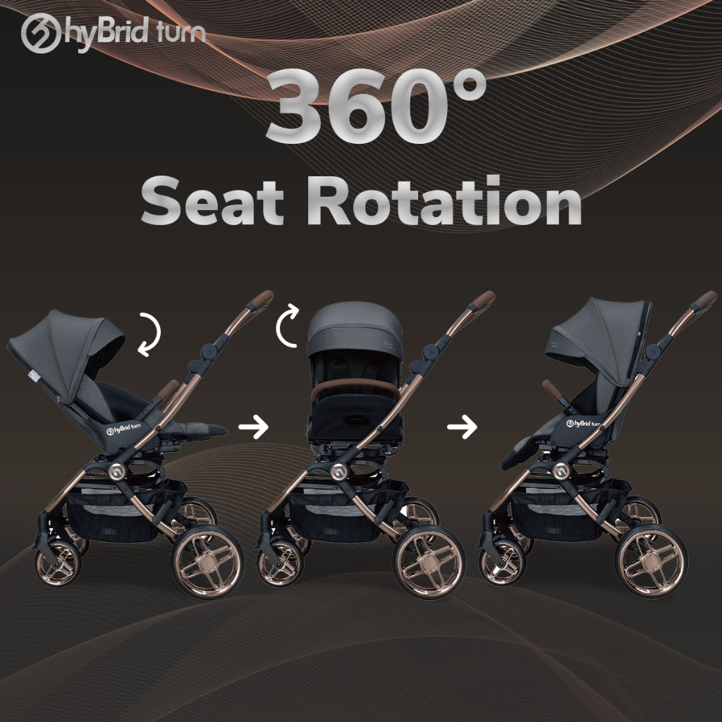 Hybrid Stroller Turn Slate Grey Black Bronze Brown Anodized Chassis (Include Raincover + Cup Holder + Front Armrest)