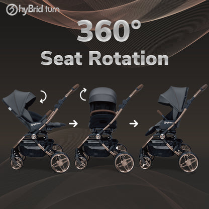 Hybrid Stroller Turn Slate Grey Black Bronze Brown Anodized Chassis (Include Raincover + Cup Holder + Front Armrest)