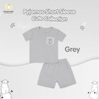 Baabaasheepz Pyjamas Set Short Sleeve Cute Big Star & Head Grey - 0-6BULAN