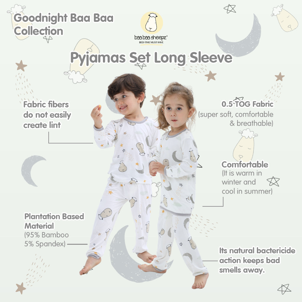 Baabaasheepz Pyjamas Set Goodnight Baa Baa White + Goodnight Baa Baa White