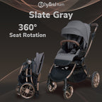 Hybrid Stroller Turn Slate Grey Black Bronze Brown Anodized Chassis (Include Raincover + Cup Holder + Front Armrest)