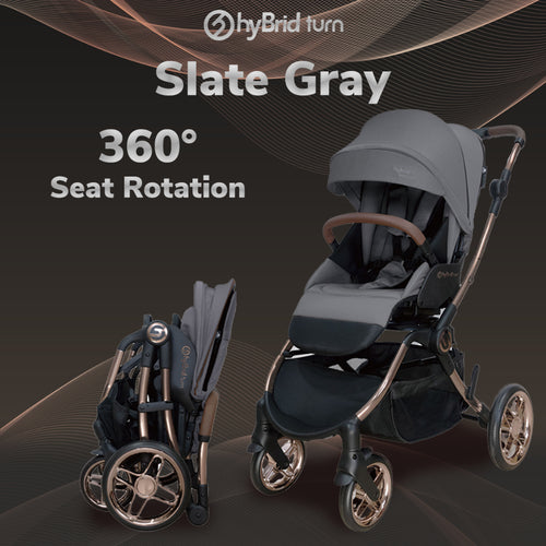 Hybrid Stroller Turn Slate Grey Black Bronze Brown Anodized Chassis (Include Raincover + Cup Holder + Front Armrest)