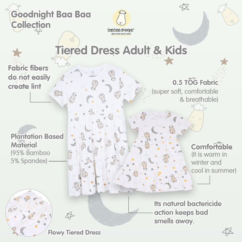 BBSTiered Dress Goodnight Baa Baa White Kids 3-12 Years
