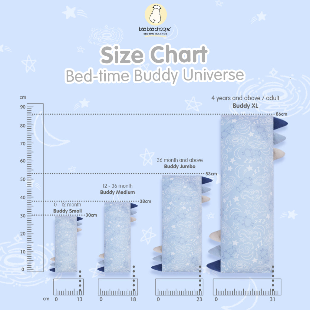 Baabaasheepz Bedtime Buddy Baa Baa in the Universe S/M/L/XL / Bantal Anak