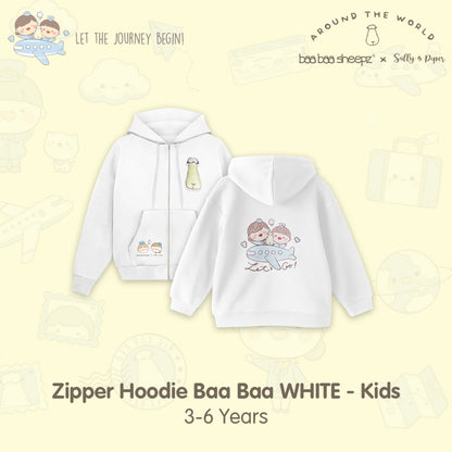 Baabaasheepz X Sallyandpiper Ziper Hoodie Baa Baa White