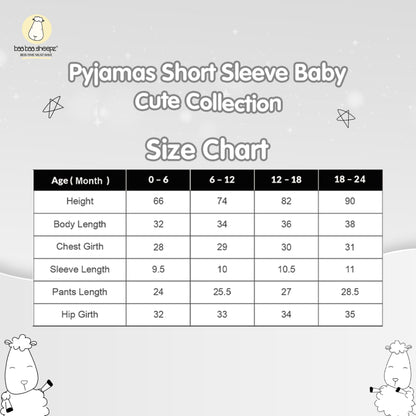 Baabaasheepz Pyjamas Set Short Sleeve Cute Big Star & Head Grey - 0-6BULAN