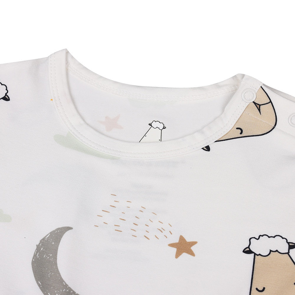 Baabaasheepz Tiered Dress Goodnight Baa Baa White