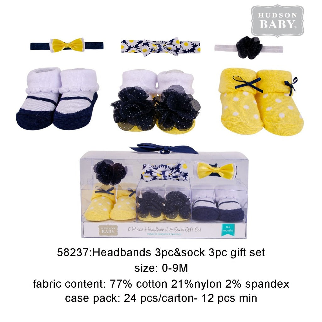 Luvable Friends Baby Headband & Sock Gift Set 6pc / Headband Kaos Kaki Baby Luvable Friends