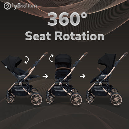 Hybrid Stroller Turn Black Anodized Chassic (Include Raincover + Cup Holder + Front Armrest)
