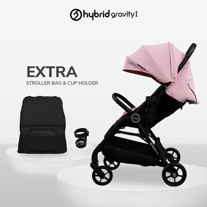 Hybrid Premium Gravity I Pink Blossom Black Chassic (Free Bag Stroller + Cup Holder ) / Stroller Anak