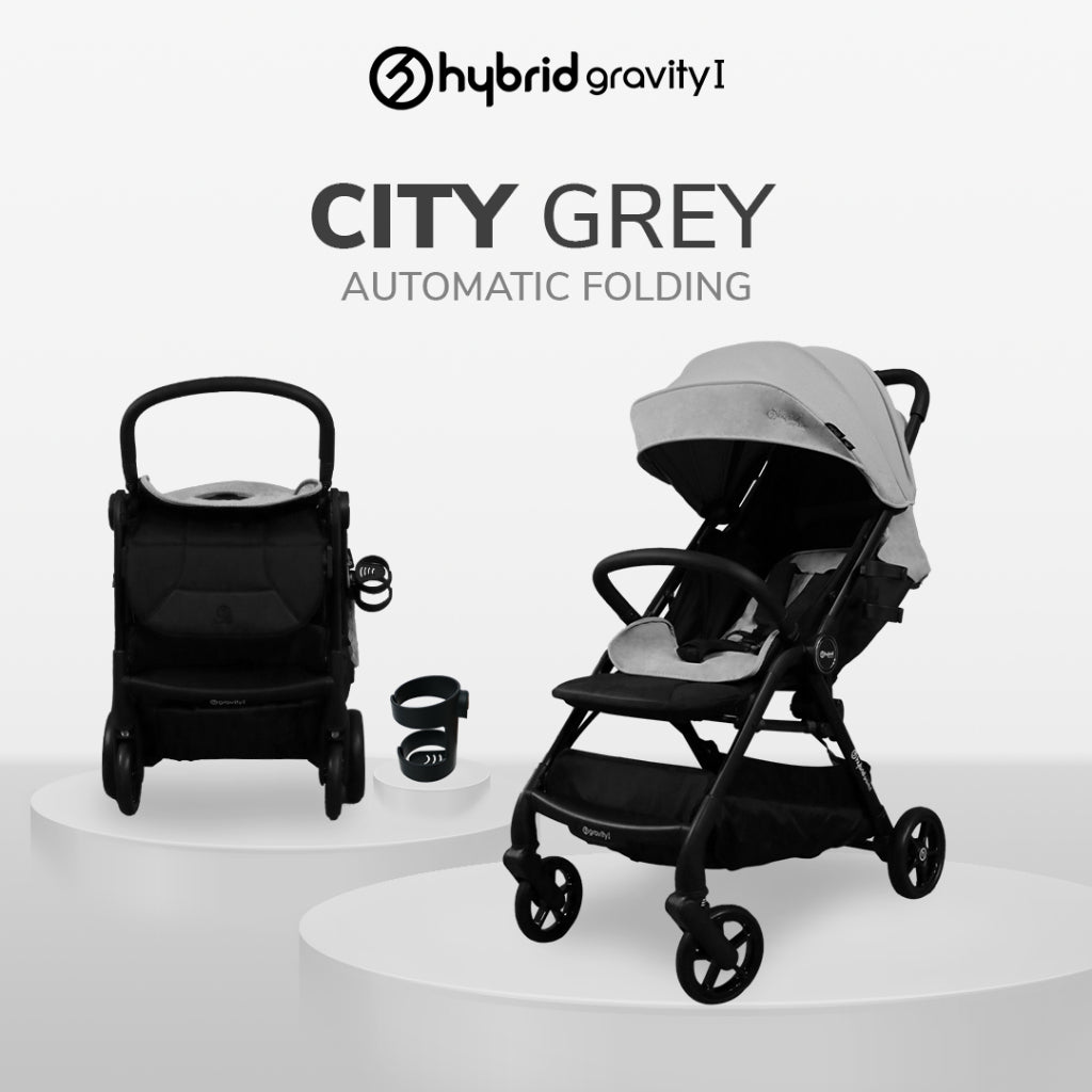 Hybrid Premium Gravity I City Grey Black Chassic (Free Bag Stroller + Cup Holder + ) / Stroller Anak