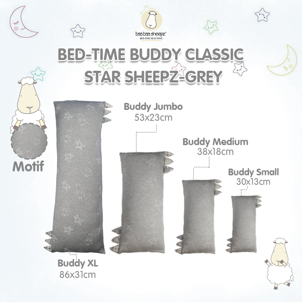 Bedtime Buddy Big Star Sheepz Grey / Bantal Anak Baa Baa Sheepz Big Star Sheepz