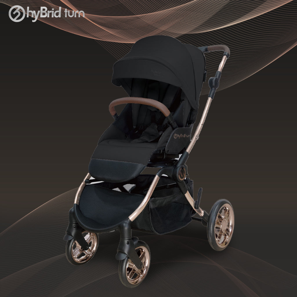 Hybrid Stroller Turn Black Anodized Chassic (Include Raincover + Cup Holder + Front Armrest)