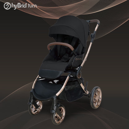 Hybrid Stroller Turn Black Anodized Chassic (Include Raincover + Cup Holder + Front Armrest)