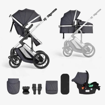 Kikkaboo Darling Dark Grey Stroller 3in1 with transf. seat