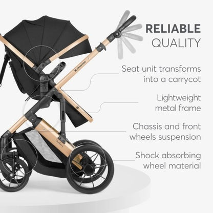 Kikkaboo Darling Black Stroller 3in1 with transf. seat