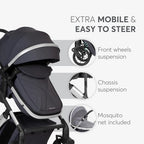 Kikkaboo Stroller 3in1 transf. seat Darling Dark Grey 2024