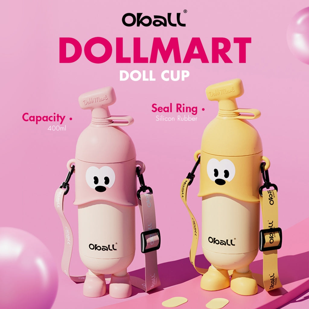 Oball Pop Stainless Steel Vacuum Tumbler Botol Minum Anak-anak Dewasa Boneka Lucu dengan Sedotan Gelas Tali Banana Tahan Korosi Asam dan Basa Tanpa Bau Aneh