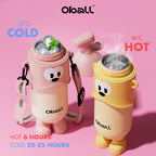 Oball Pop Stainless Steel Vacuum Tumbler Botol Minum Anak-anak Dewasa Boneka Lucu dengan Sedotan Gelas Tali Banana Tahan Korosi Asam dan Basa Tanpa Bau Aneh