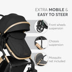 Kikkaboo Stroller 3in1 transf. seat Darling Black 2024