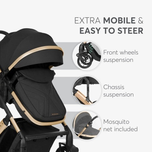 Kikkaboo Darling Black Stroller 3in1 with transf. seat