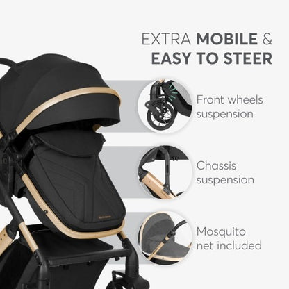 Kikkaboo Darling Black Stroller 3in1 with transf. seat