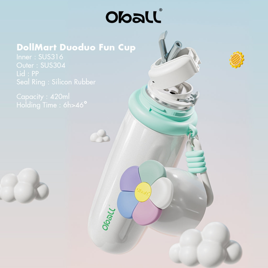Oball Duo Duo Fun Cup Water Bottle Stainless Steel Silikon Kitchenware