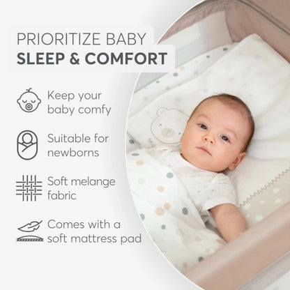 Kikkaboo Baby cot So Gifted PLUS 2 levels / Babycots Kikkaboo - BEIGE/BLUE/NAVY