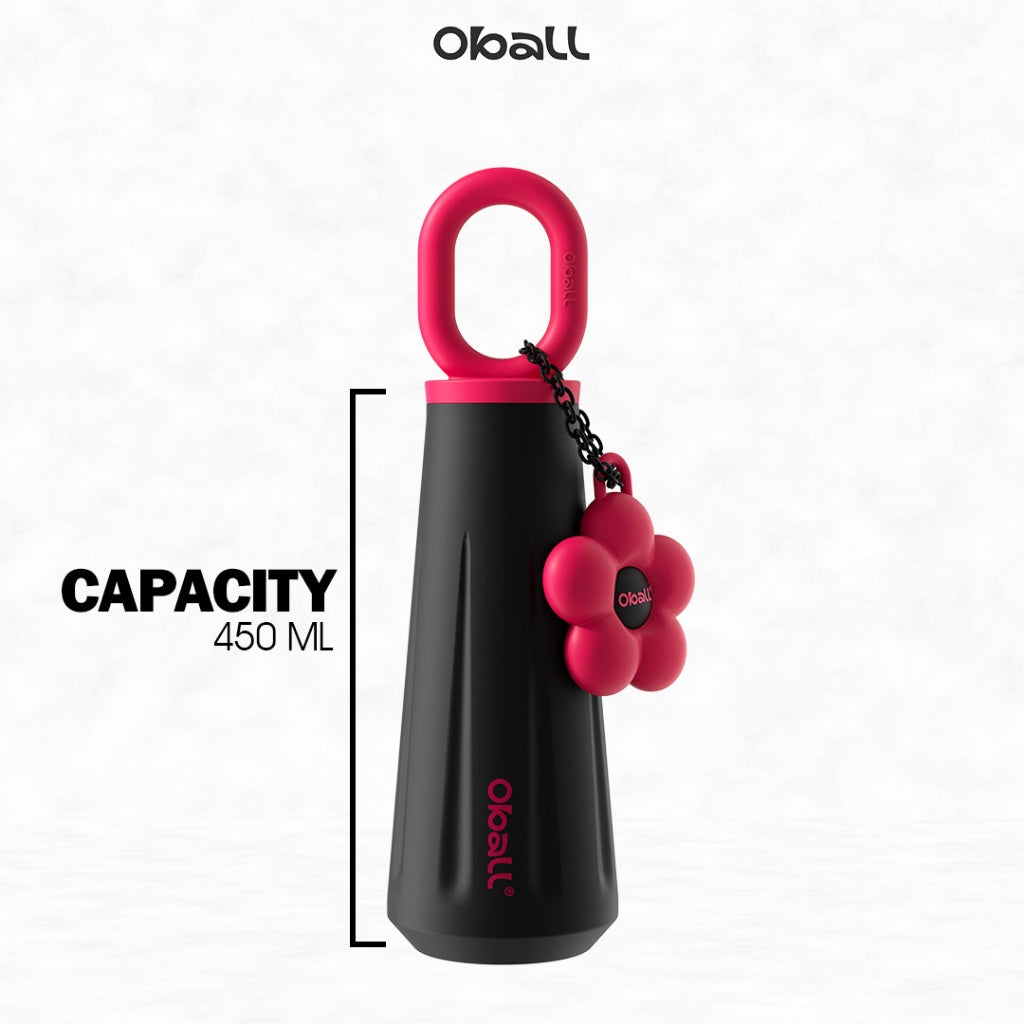 Oball Dopamine Goddess Cup Stainless Steel Vacuum Tumbler Botol Minum Perempuan dengan Keychain Bunga Lucu