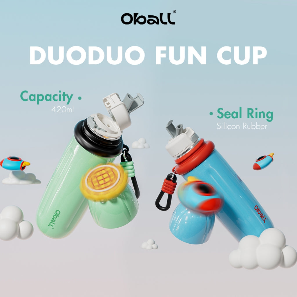 Oball Duo Duo Fun Cup Water Bottle Stainless Steel Silikon Kitchenware