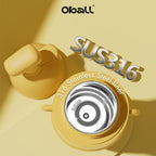 Oball Pop Stainless Steel Vacuum Tumbler Botol Minum Anak-anak Dewasa Boneka Lucu dengan Sedotan Gelas Tali Banana Tahan Korosi Asam dan Basa Tanpa Bau Aneh