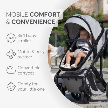 Kikkaboo Darling Black Stroller 3in1 with transf. seat