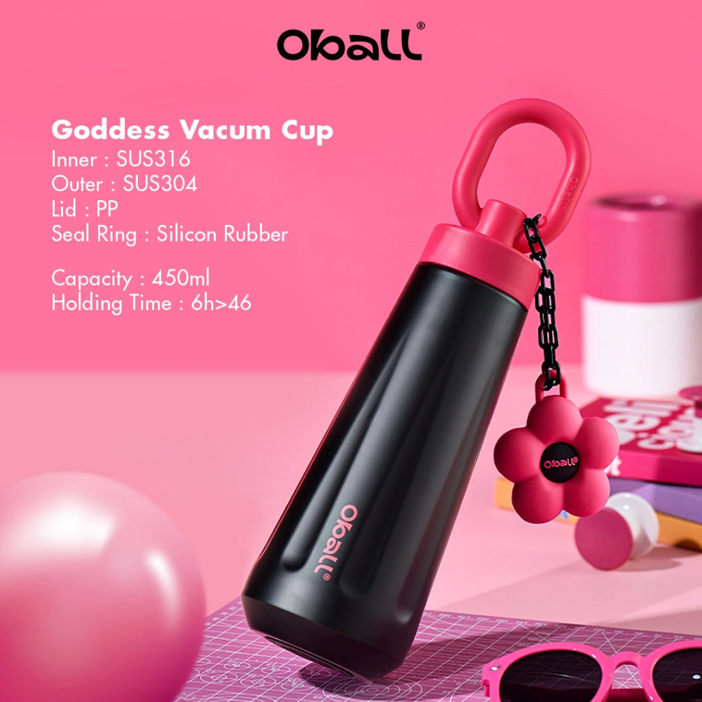 Oball Dopamine Plus 450ml Stainless Steel & Silikon Anti Tumpah Vacuum Tumblr Botol Minum Tahan Lama dan Aman dengan Isolasi 6 Jam dan Koleding 20-24 Jam