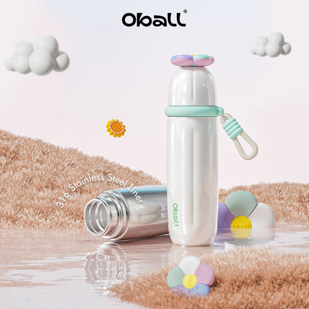 Oball Duo Duo Fun Cup Water Bottle Stainless Steel Silikon Kitchenware